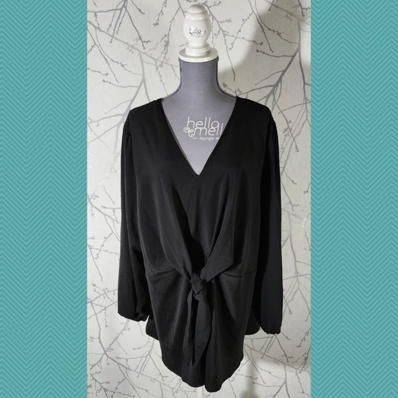 Bloomchic Black Knot Front V-Neck Tunic - Picture 2 of 5